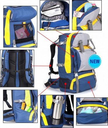 Рюкзак туристический Кайтур 2, синий-желтый, 65 л, ТАЙФ